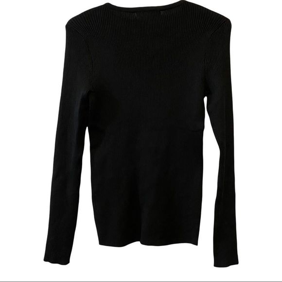 NWT Catherine Malandrino black fitted ribbed long sleeve sweater medium - Picture 5 of 8